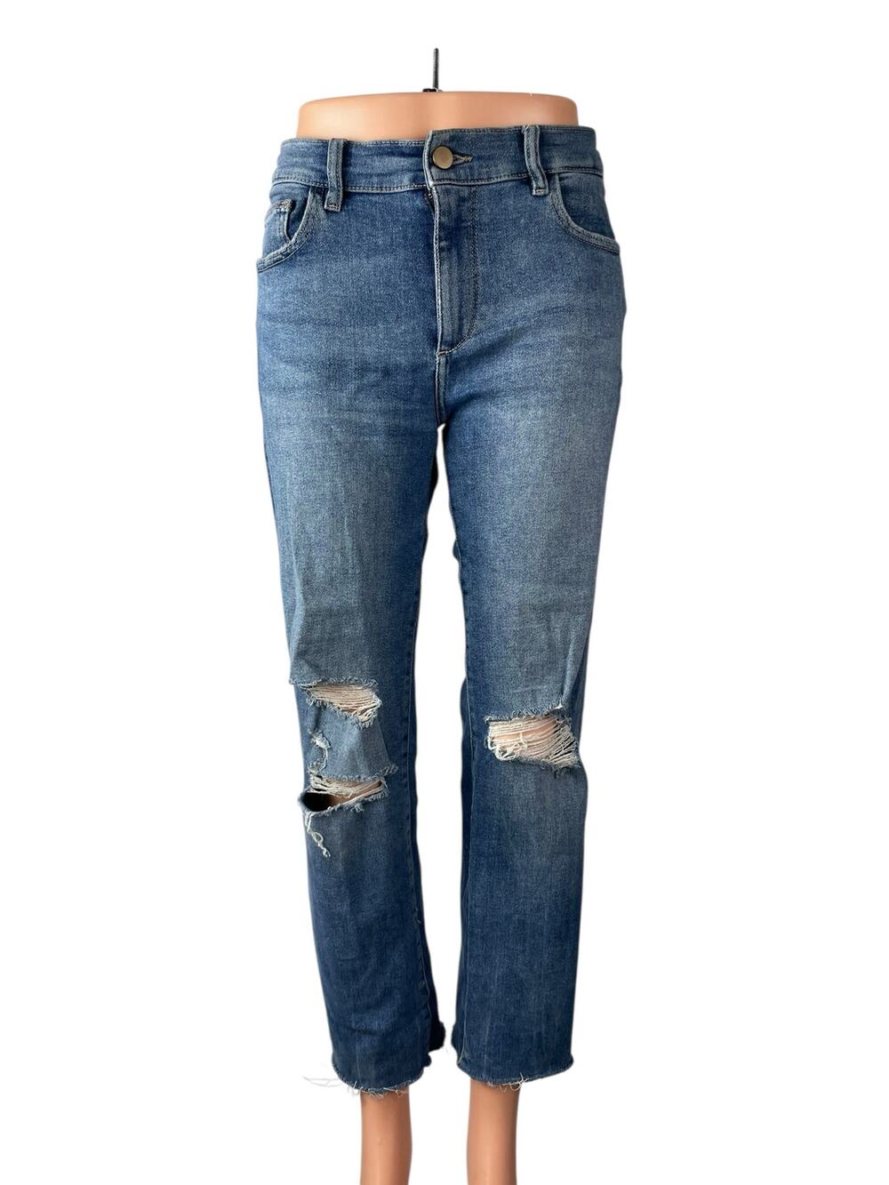 DL1961 Mara Straight Women's Blue Distressed High Waisted Denim Jeans Size 29